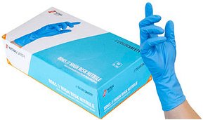 Thumbnail - NITRAS MEDICAL unisex Einmalhandschuhe HIGH RISK NITRILE blau Größe M, 50 St.