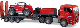 bruder MAN TGA Tieflader mit Manitou Teleskoplader 02774 Spielzeugauto