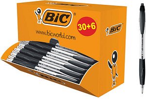 BIC Kugelschreiber ATLANTIS Classic schwarz/transparent, Schreibfarbe: schwarz, 36 St.
