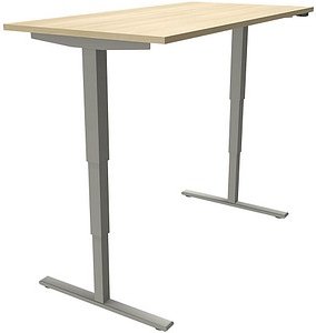 fm fastline elektrisch höhenverstellbarer Schreibtisch königsahorn rechteckig, T-Fuß-Gestell silber 160,0 x 80,0 cm