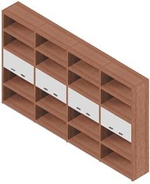 Quadrifoglio Regalschrank Tarias, KICM64/NOBAZ weiß, nussbaum 364,0 x 43,0 x 215,0 cm, 1 St.