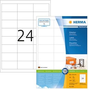 2.400 HERMA Etiketten 4670 weiß 66,0 x 33,8 mm