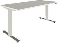 fm Oldenburg elektrisch höhenverstellbarer Schreibtisch weiß rechteckig, T-Fuß-Gestell silber 160,0 x 80,0 cm