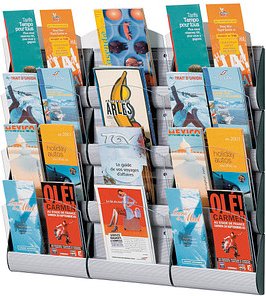 Thumbnail - 3 PAPERFLOW Wandprospekthalter Integral alu DIN A5, DIN A6 4/8 Fächer