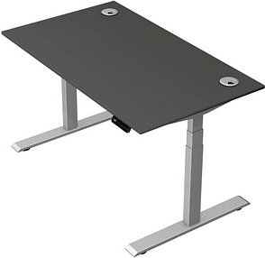 Kerkmann Move 2 Plus elektrisch höhenverstellbarer Schreibtisch anthrazit rechteckig, T-Fuß-Gestell silber 140,0 x 80,0 ...