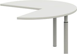 röhr Anbautisch höhenverstellbar Techno weiß, silber freiform 130,0 x 128,0/65,0 x 68,0 - 82,0 cm