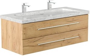 Thumbnail - POSSEIK Waschbecken mit Unterschrank WHITE YAMO 130 eiche gold 130,0 x 55,0 x 50,0 cm