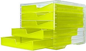 Thumbnail - styro Schubladenbox styroswingbox NEONline neon-gelb 275-8430.2164, DIN A4 mit 5 Schubladen, 1 St.