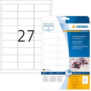 Thumbnail - 675 HERMA Sicherheitsetiketten 4233 weiß 63,5 x 29,6 mm