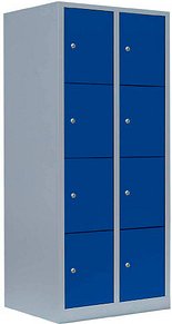 LÜLLMANN Schließfachschrank enzianblau, lichtgrau 523421, 8 Schließfächer 80,0 x 50,0 x 180,0 cm