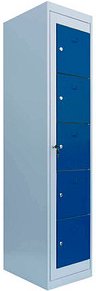 LÜLLMANN Schließfachschrank enzianblau, lichtgrau 526051, 5 Schließfächer 40,0 x 50,0 x 180,0 cm