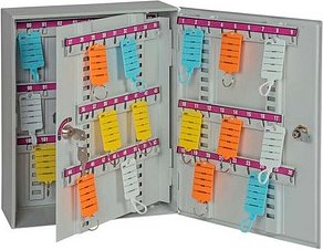 Thumbnail - EICHNER Schlüsselkasten lichtgrau mit 108 Haken, Zylinderschloss, 36,5 x 27,5 x 12,0 cm, 1 St.