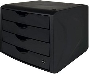 helit Schubladenbox the green chameleon schwarz H6429595, DIN A4 mit 4 Schubladen