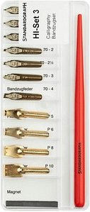 STANDARDGRAPH Bandzug Kalligrafie-Set rot verschiedene Federbreiten