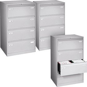 AKTION: BISLEY LIGHT Hängeregistraturschränke lichtgrau 4 Schubladen 80,0 x 62,2 x 132,1 cm, 3 St.
