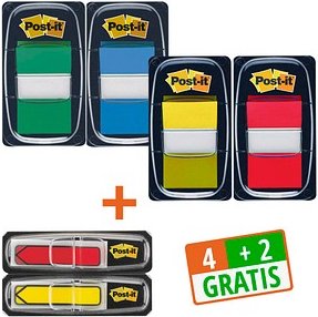 AKTION: Post-it® Index Haftmarker farbsortiert 4x 50 Streifen + GRATIS 2x Index-Pfeile à 24 Streifen