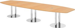 HAMMERBACHER Konferenztisch KT40S buche Tonnenform, Rundrohr chrom, 400,0 x 85,0 - 130,0 x 74,0 cm