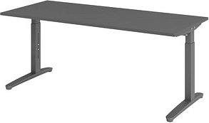 HAMMERBACHER VXB19 höhenverstellbarer Schreibtisch grafit quadratisch, C-Fuß-Gestell grau 180,0 x 80,0 cm