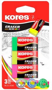 Kores® Radiergummis für Bleistifte KE-30 farbsortiert, 3 St.