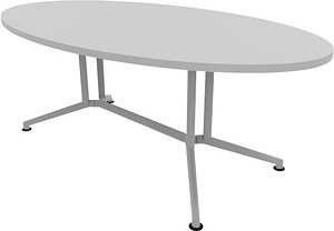 Quadrifoglio Konferenztisch X2 grau oval, V-Gestell alu, 200,0 x 110,0 x 74,0 cm