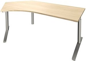 fm fastline Schreibtisch königsahorn Bogenform, C-Fuß-Gestell silber 220,0 x 80,0 cm