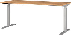 GERMANIA JET höhenverstellbarer Schreibtisch grandson-eiche rechteckig, T-Fuß-Gestell silber 180,0 x 80,0 cm