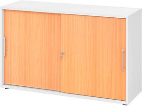 HAMMERBACHER Schiebetürenschrank, V1752S/W/6/RE buche, weiß 1 Fachboden 120,0 x 40,0 x 74,8 cm