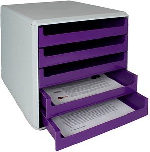 M&M Schubladenbox violett 30050972, DIN A4 mit 5 Schubladen, 1 St.