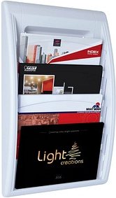 Thumbnail - PAPERFLOW Wandprospekthalter Kompakt grau DIN A4 quer 4 Fächern 40,0 x 65,5 x 10,2 cm, 1 St.