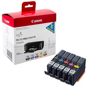 Thumbnail - Canon PGI-72 MBK/C/M/Y/R mattschwarz, cyan, magenta, gelb, rot Druckerpatronen, 5er-Set