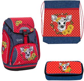 BELMIL® Schulranzen-Set Comfy Little Cute Friends Daisy Kunstfaser rot