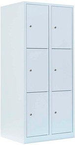 LÜLLMANN Schließfachschrank signalweiß 523327, 6 Schließfächer 80,0 x 50,0 x 180,0 cm