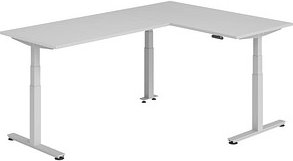 HAMMERBACHER XDSMW1616 elektrisch höhenverstellbarer Schreibtisch lichtgrau rechteckig, T-Fuß-Gestell silber 160,0 x 240...