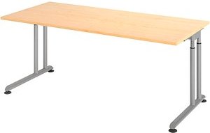 HAMMERBACHER ZS19 höhenverstellbarer Schreibtisch ahorn rechteckig, C-Fuß-Gestell silber 180,0 x 80,0 cm