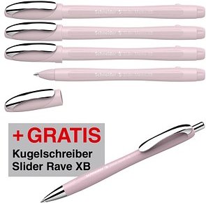 Thumbnail - AKTION: Schneider Kugelschreiber Slider Memo pearl, Schreibfarbe: blau, 4 St. + GRATIS Schneider Kugelschreiber Slider R...