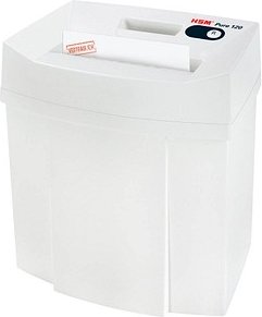 HSM Pure 120 Aktenvernichter mit Partikelschnitt P-4, 4 x 25 mm, bis 6 Blatt, weiß