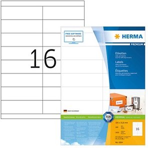 Thumbnail - 1.600 HERMA Etiketten 4264 weiß 105,0 x 33,8 mm