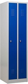 Gürkan Spind lichtgrau, enzianblau 104654, 2 Schließfächer 50,0 x 50,0 x 180,0 cm