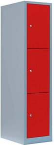 Thumbnail - LÜLLMANN Schließfachschrank feuerrot, lichtgrau 523314, 3 Schließfächer 41,5 x 50,0 x 180,0 cm