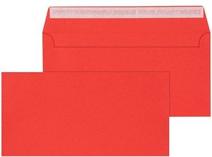 ÖKI Briefumschläge DIN lang ohne Fenster rot haftklebend 25 St.