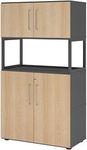 Thumbnail - HAMMERBACHER Regalschrank FlexWall, VFW48K5RG/G/E/BS grafit, eiche 80,0 x 40,0 x 145,0 cm, 1 St.