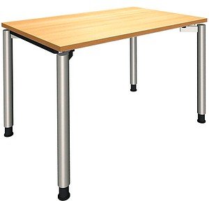 Thumbnail - fm Sidney Schreibtisch buche rechteckig, 4-Fuß-Gestell silber 120,0 x 80,0 cm