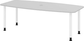 HAMMERBACHER Konferenztisch KT22C lichtgrau Tonnenform, Rundrohr grau, 220,0 x 83,0/103,0 x 72,0 - 74,0 cm