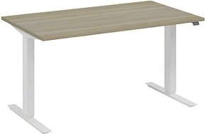 Thumbnail - fm Move elektrisch höhenverstellbarer Schreibtisch eiche, verkehrsweiß rechteckig, T-Fuß-Gestell weiß 160,0 x 80,0 cm
