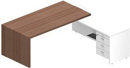 Quadrifoglio T45 Schreibtisch nussbaum, weiß L-Form, Wangen-Gestell nussbaum 200,0 x 194,0 cm