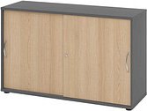 HAMMERBACHER Schiebetürenschrank 1752S, V1752S/G/E/BM eiche, grafit 1 Fachboden 120,0 x 40,0 x 74,8 cm