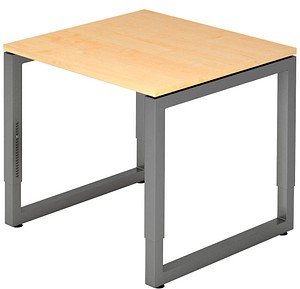 HAMMERBACHER Unni SE1 höhenverstellbarer Schreibtisch ahorn rechteckig, Kufen-Gestell grau 80,0 x 80,0 cm