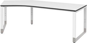 röhr Imperia höhenverstellbarer Schreibtisch weiß Bogenform, Kufen-Gestell weiß 217,0 x 114,0 cm