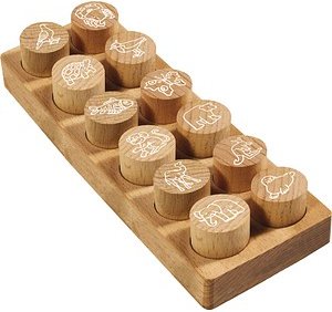 COLOP Woodies Motivstempel-Set Exotic animals 3,0 x 3,0 cm, 12 St.