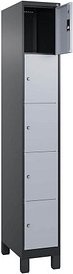CP Schließfachschrank Classic Plus schwarzgrau, weißaluminium 080010-105 S10033, 5 Schließfächer 30,0 x 50,0 x 195,0 cm